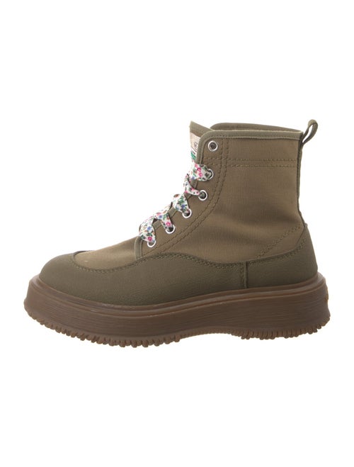 Hogan Canvas Colorblock Pattern Combat Boots