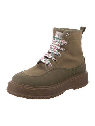 Hogan Canvas Colorblock Pattern Combat Boots