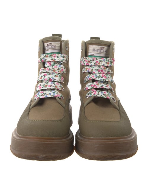 Hogan Canvas Colorblock Pattern Combat Boots