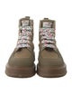 Hogan Canvas Colorblock Pattern Combat Boots
