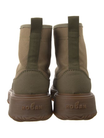 Hogan Canvas Colorblock Pattern Combat Boots
