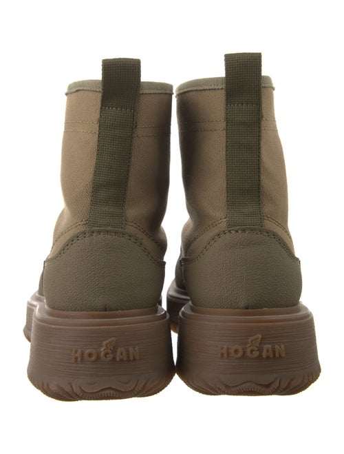 Hogan Canvas Colorblock Pattern Combat Boots