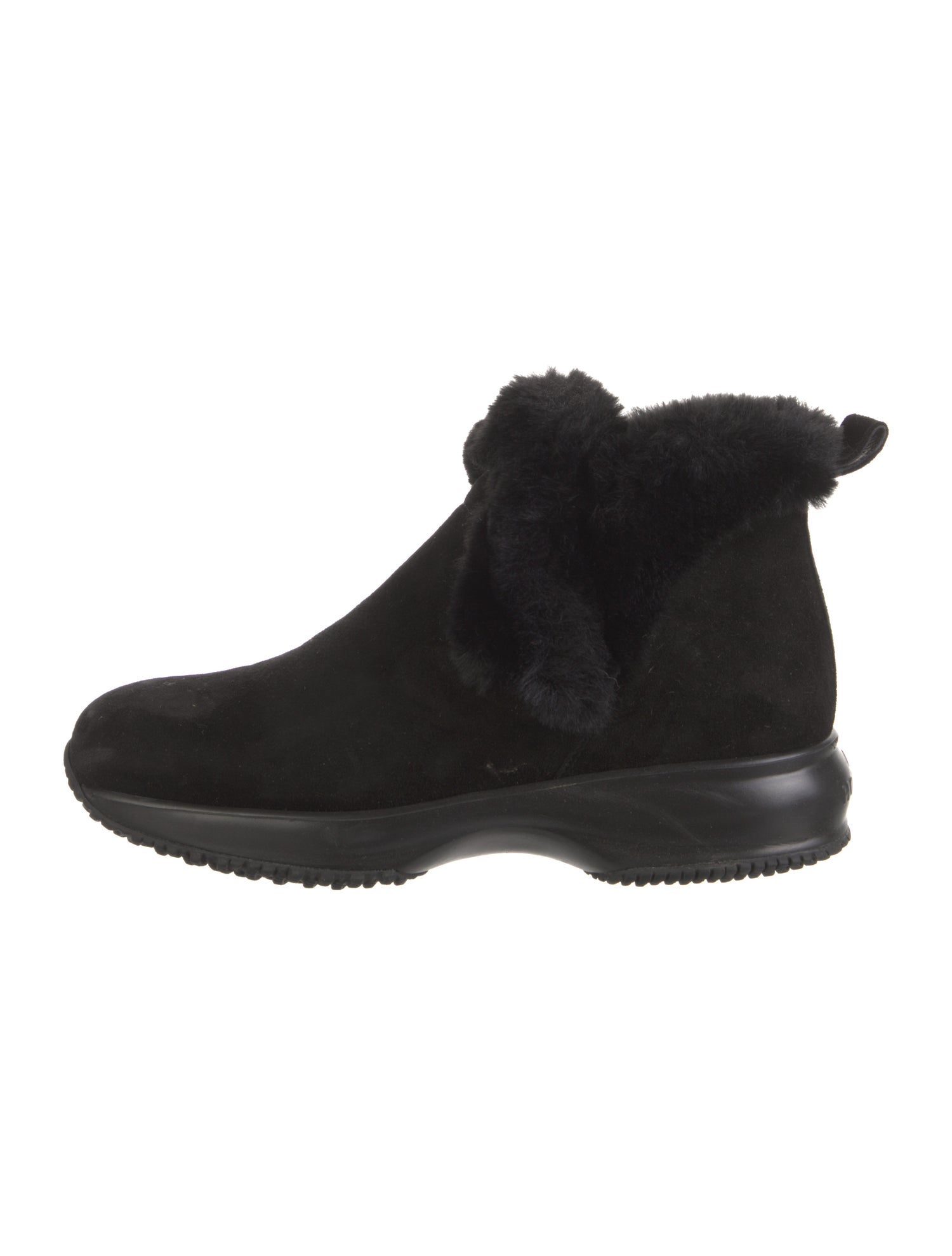 Hogan Suede Fur Trim Chelsea Boots