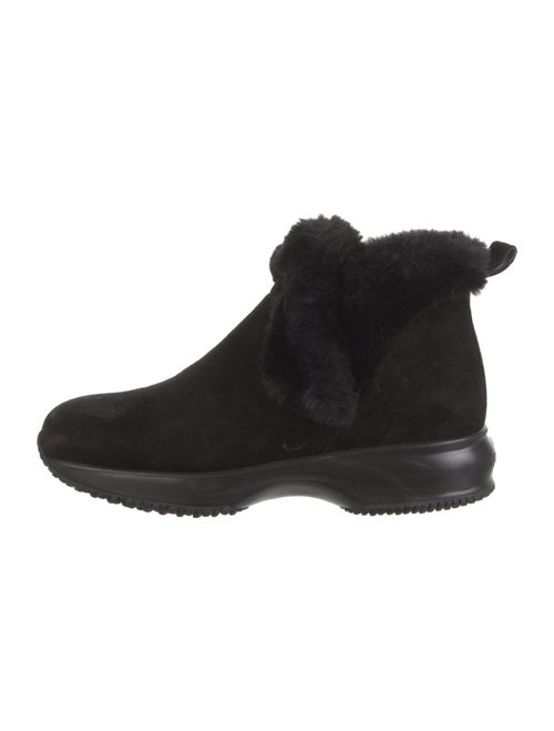 Hogan Suede Fur Trim Chelsea Boots