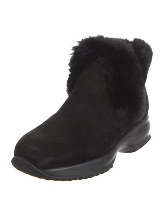 Hogan Suede Fur Trim Chelsea Boots
