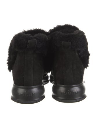 Hogan Suede Fur Trim Chelsea Boots