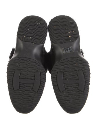 Hogan Suede Fur Trim Chelsea Boots