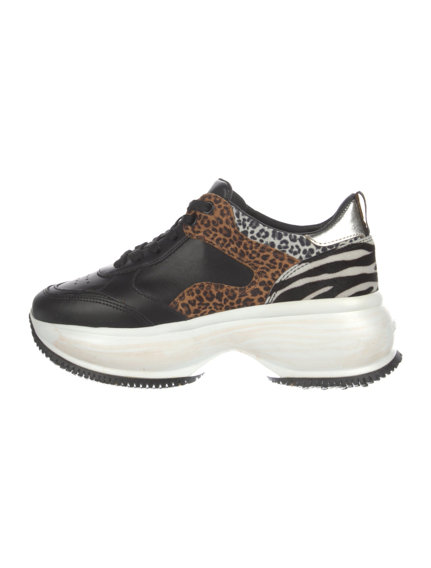 Hogan Leather Animal Print Chunky Sneakers