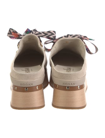 Hogan Suede Studded Accents Mules