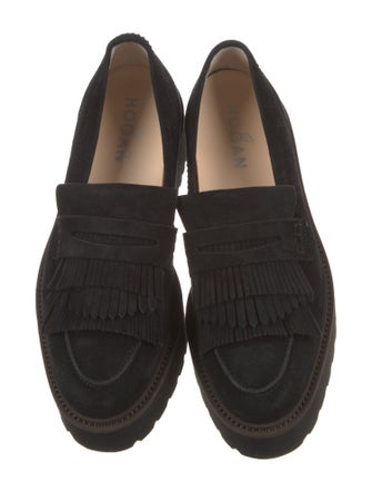 Hogan Suede Leather Trim Embellishment Loafers