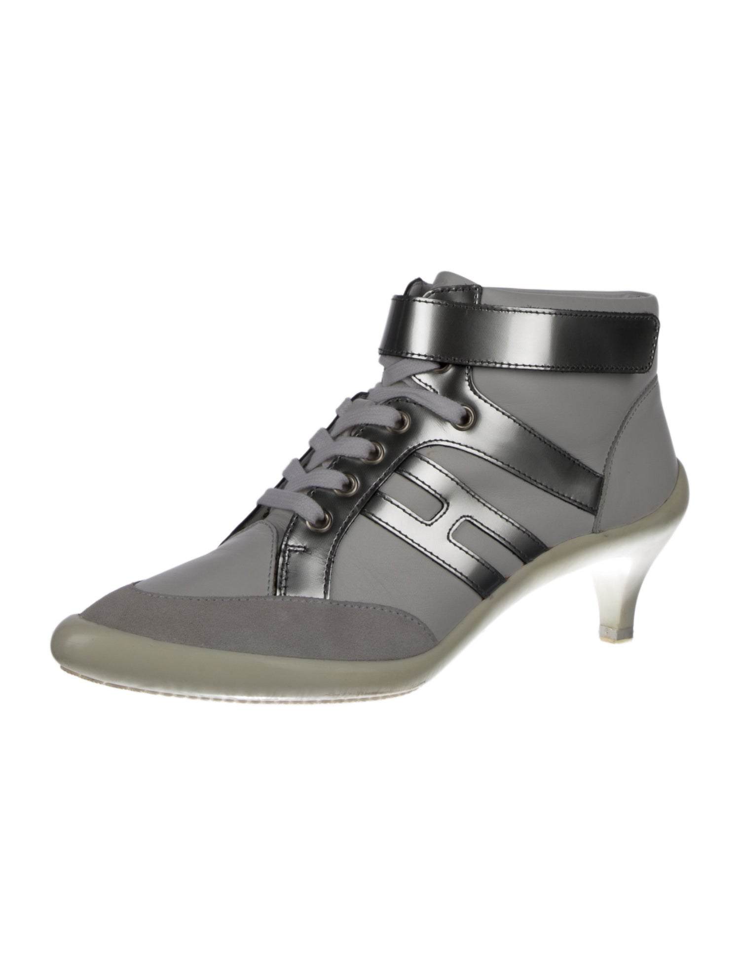Hogan Leather Colorblock Pattern Lace-Up Boots