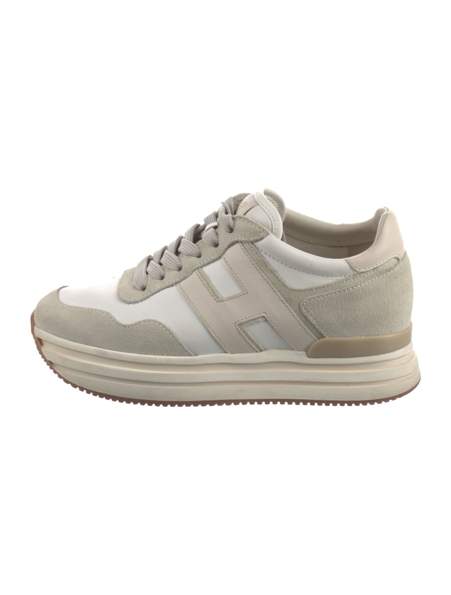 Hogan Leather Colorblock Pattern Sneakers