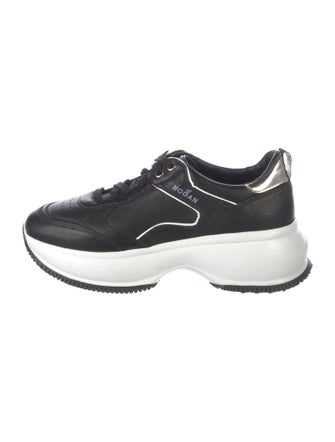 Hogan Leather Colorblock Pattern Chunky Sneakers