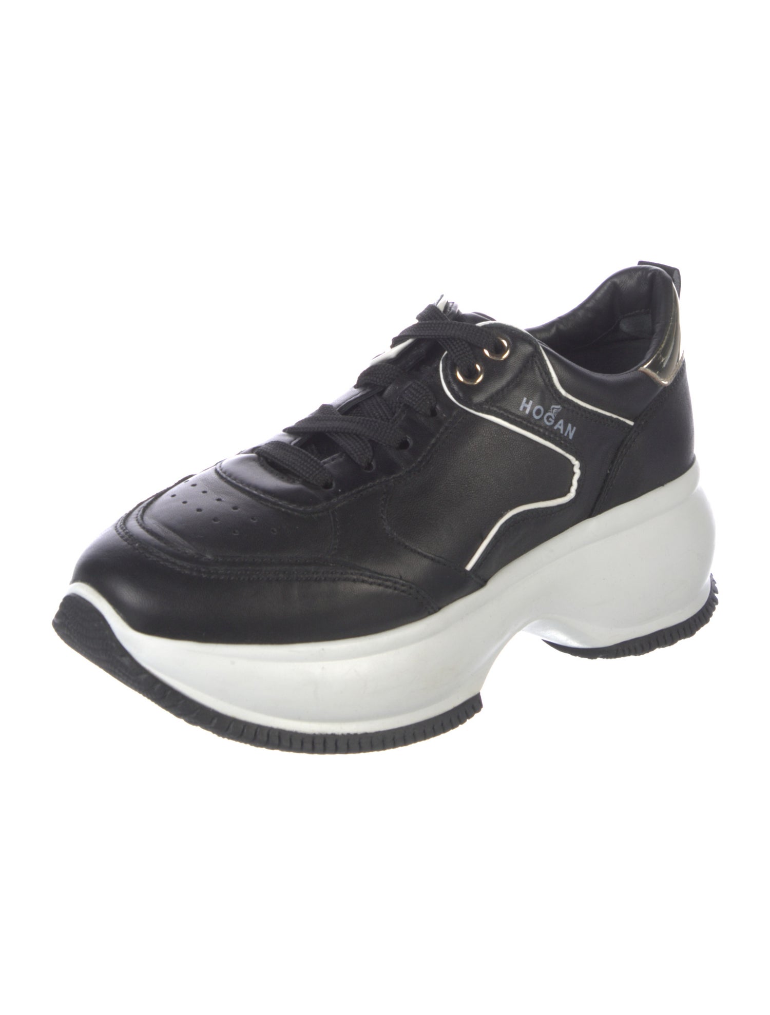 Hogan Leather Colorblock Pattern Chunky Sneakers