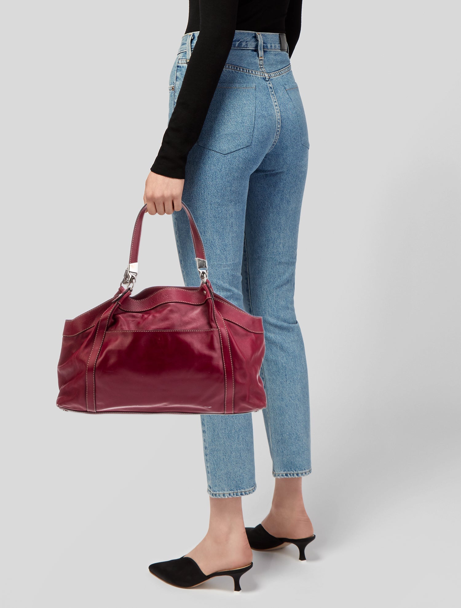 Hogan Leather Top Handle Bag