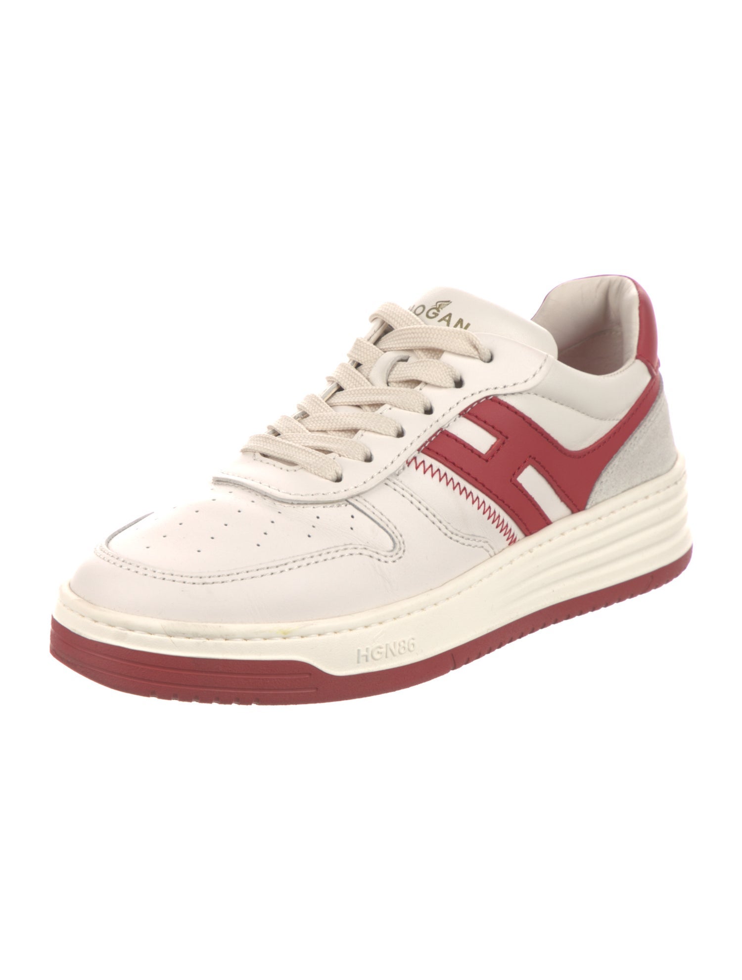 Hogan Leather Colorblock Pattern Sneakers