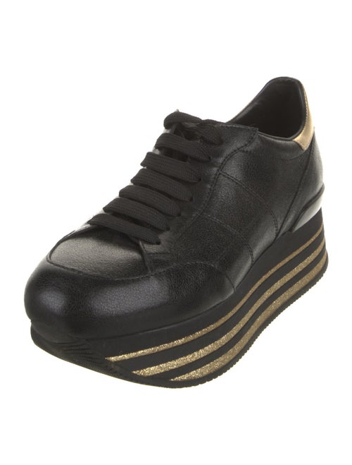 Hogan Patent Leather Glitter Accents Wedge Sneakers
