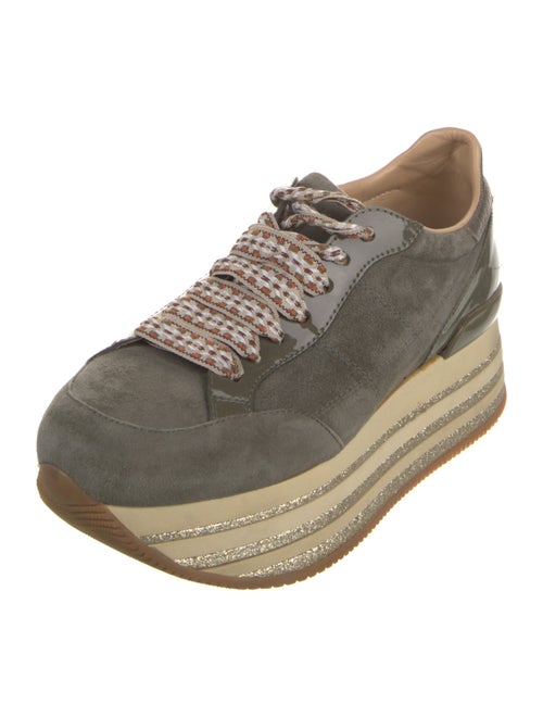 Hogan Suede Glitter Accents Wedge Sneakers