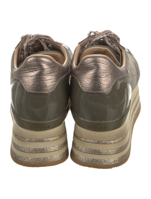 Hogan Suede Glitter Accents Wedge Sneakers
