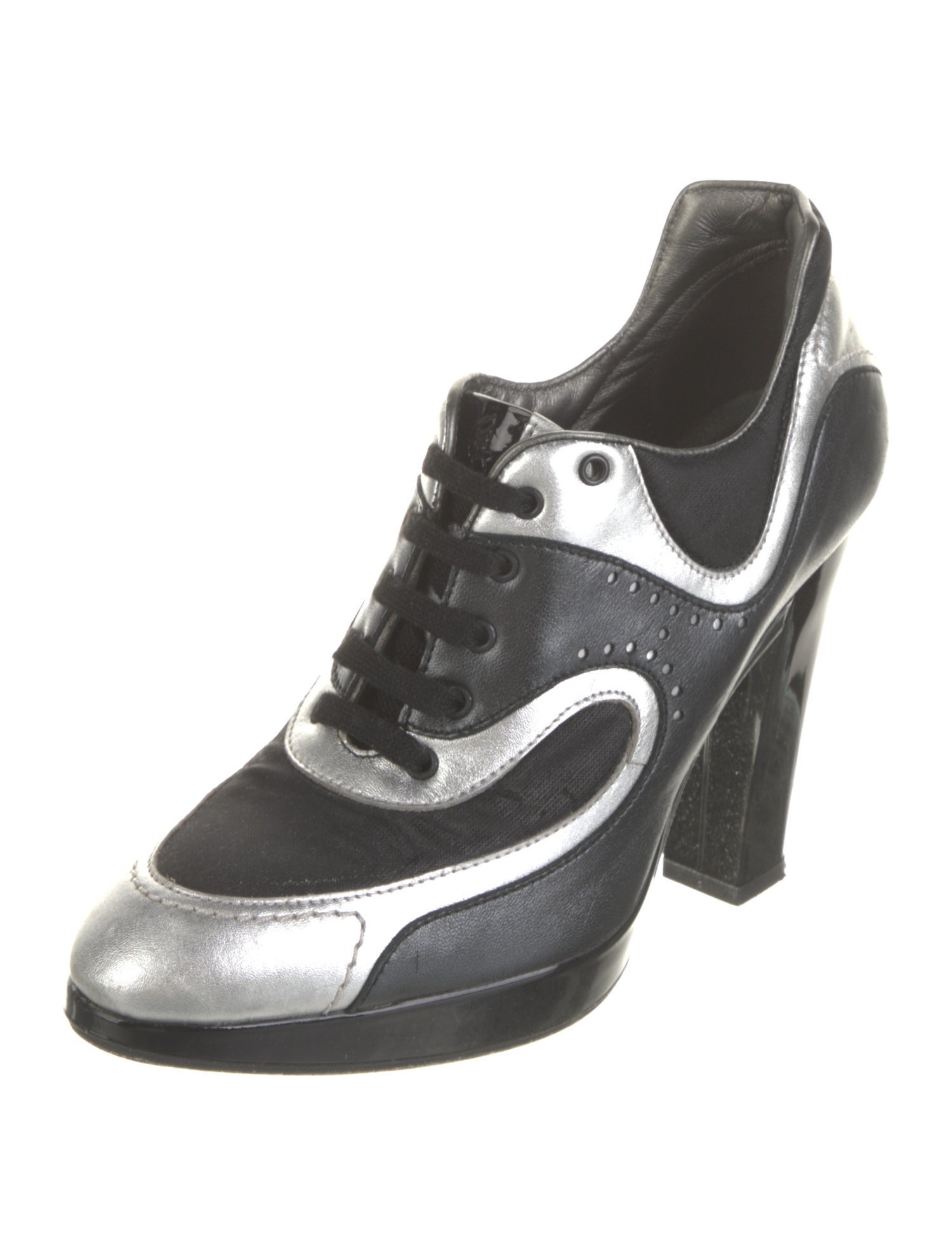 Hogan Leather Colorblock Pattern Pumps