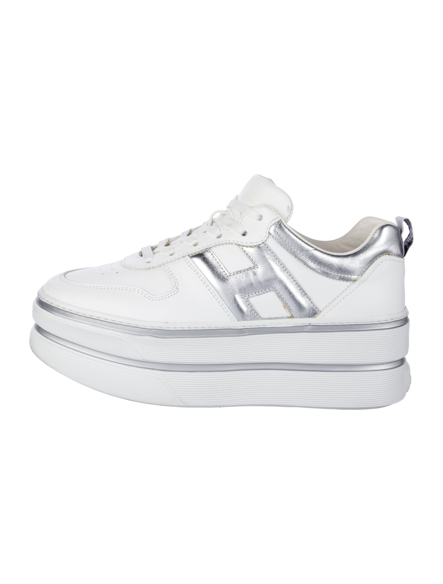 Hogan Leather Colorblock Pattern Chunky Sneakers