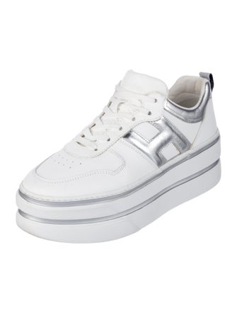 Hogan Leather Colorblock Pattern Chunky Sneakers