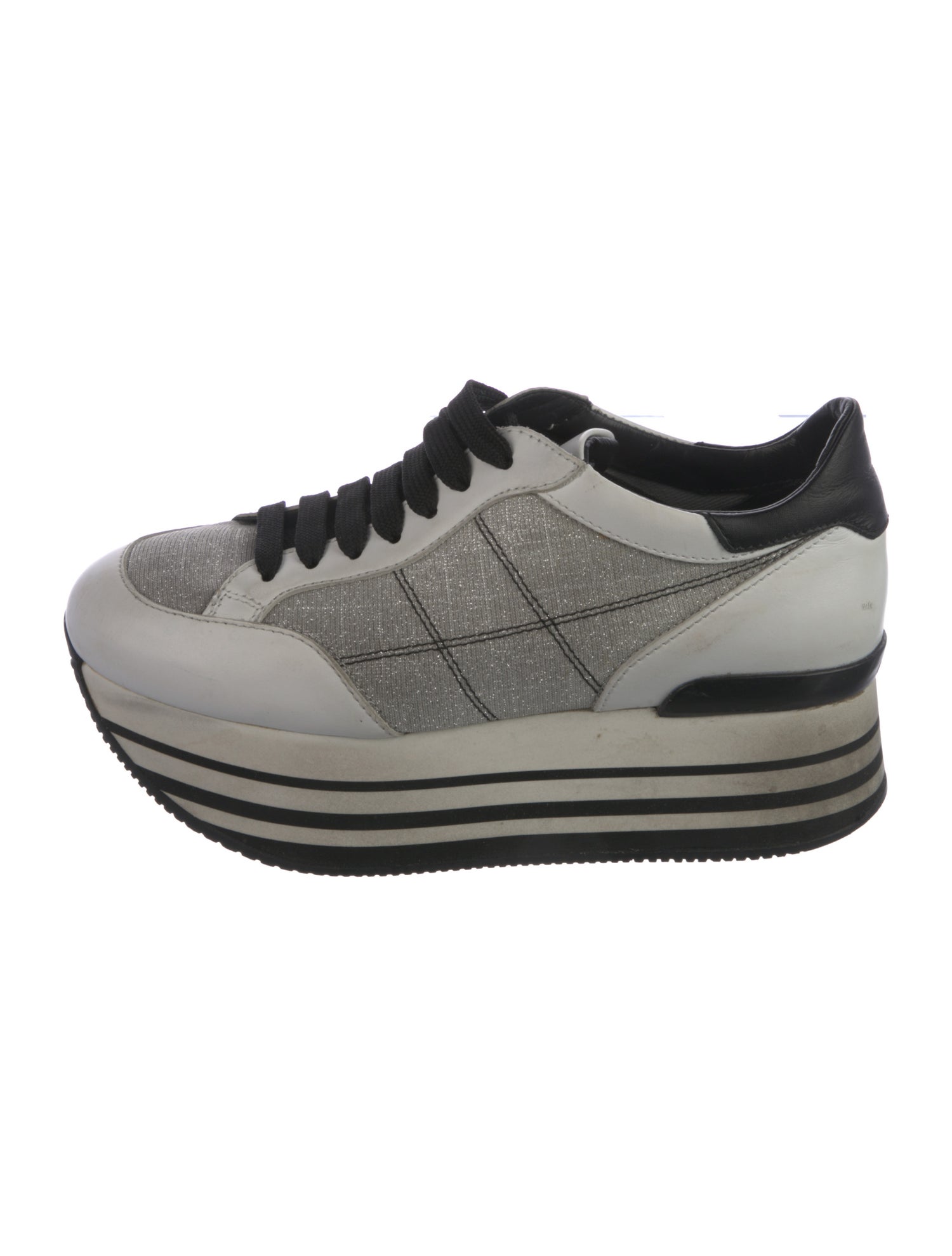 Hogan Leather Printed Wedge Sneakers