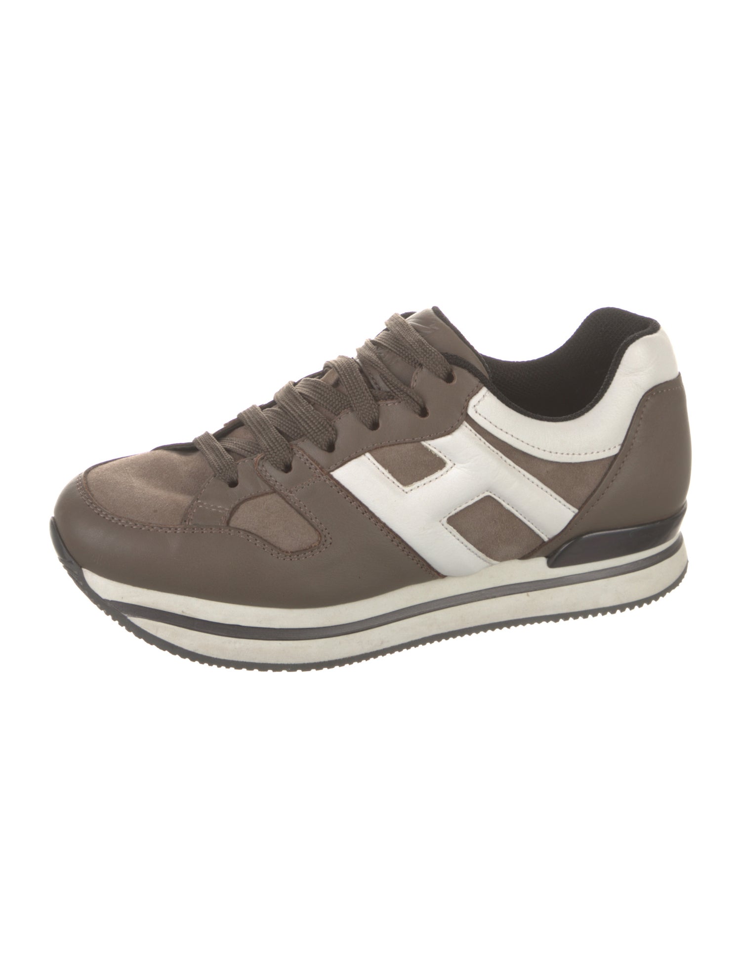 Hogan Leather Colorblock Pattern Sneakers