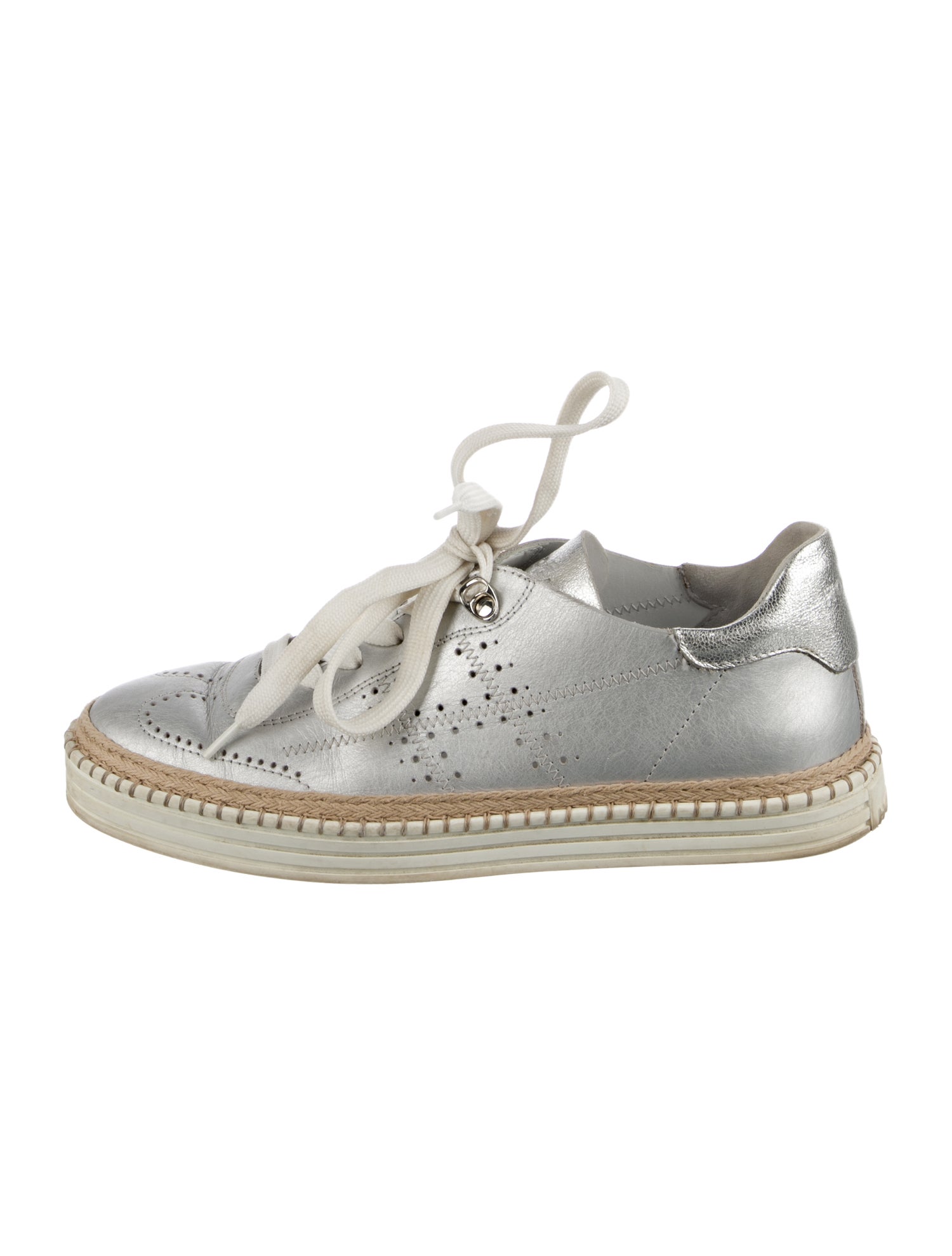 Hogan Leather Whipstitch Trim Espadrille Sneakers