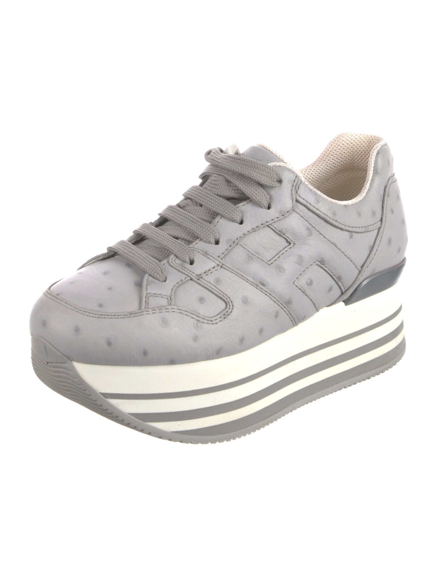 Hogan Leather Printed Wedge Sneakers