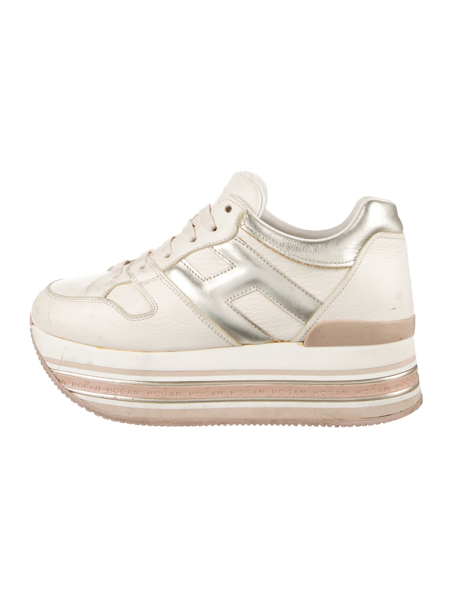 Hogan Leather Wedge Sneakers
