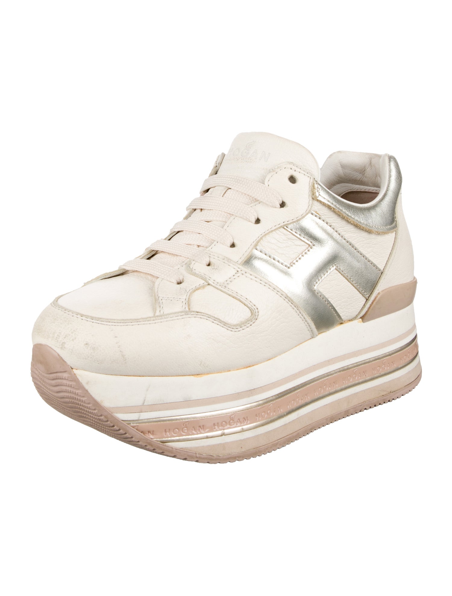 Hogan Leather Wedge Sneakers