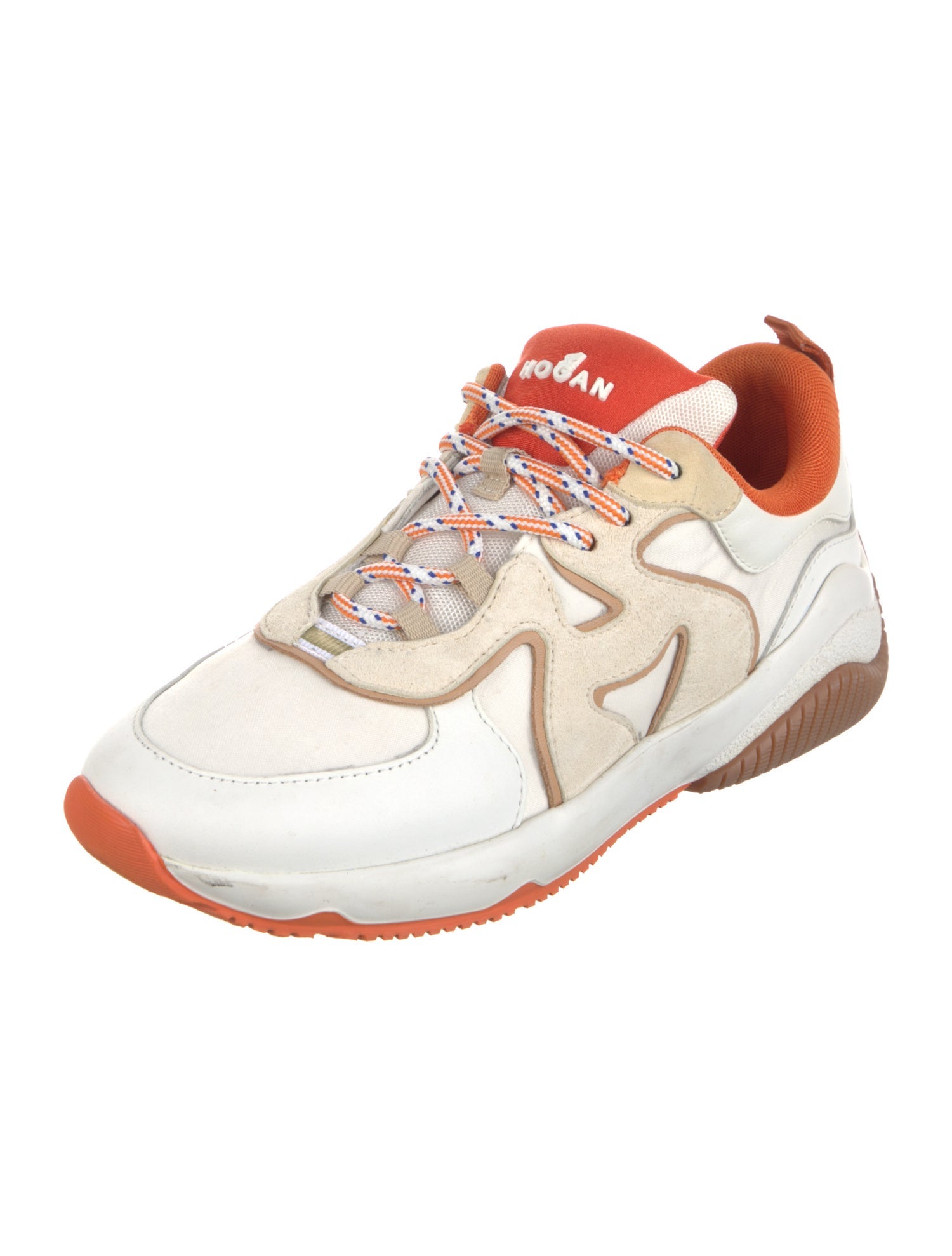 Hogan Leather Colorblock Pattern Sneakers