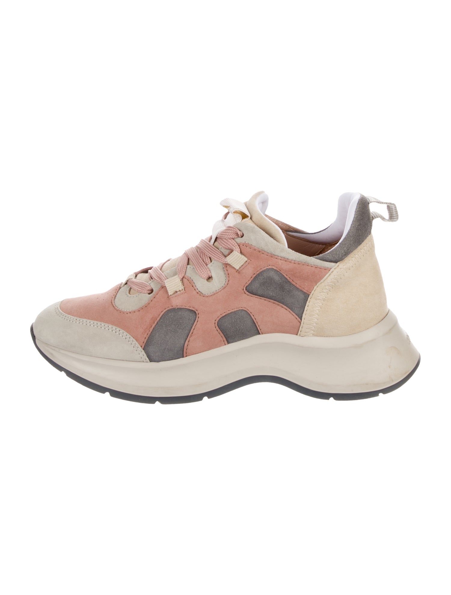 Hogan Suede Colorblock Pattern Chunky Sneakers