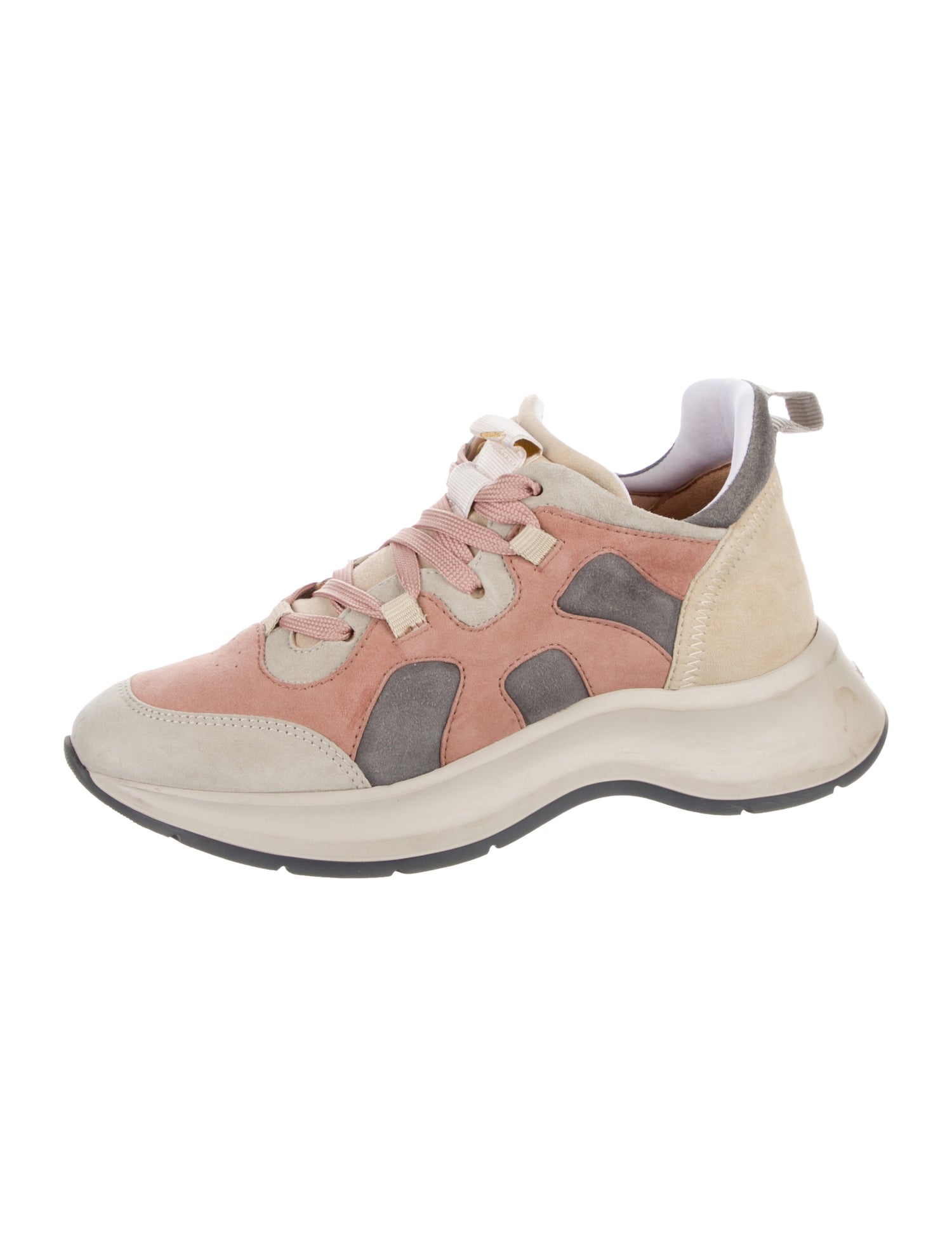 Hogan Suede Colorblock Pattern Chunky Sneakers