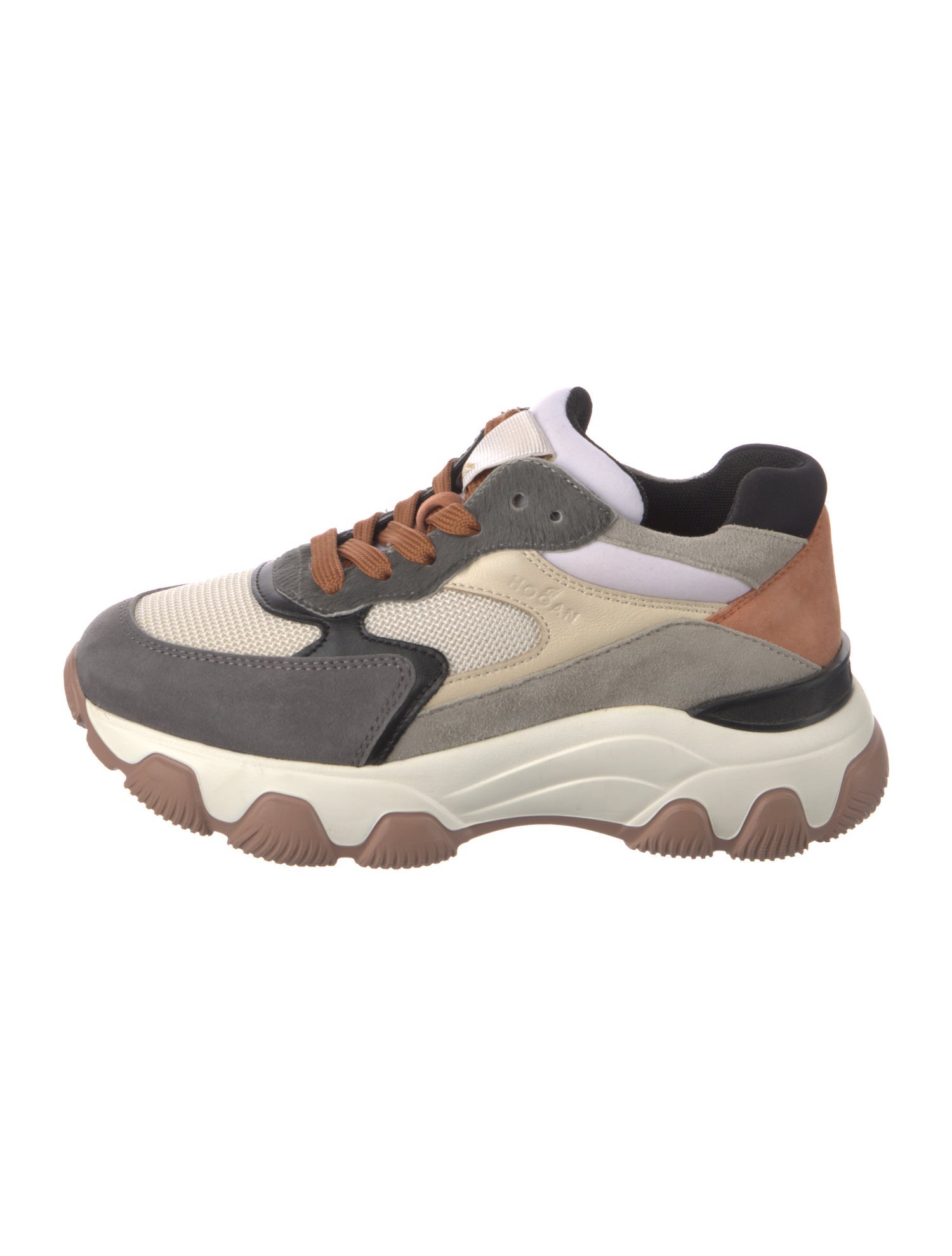 Hogan Suede Colorblock Pattern Chunky Sneakers