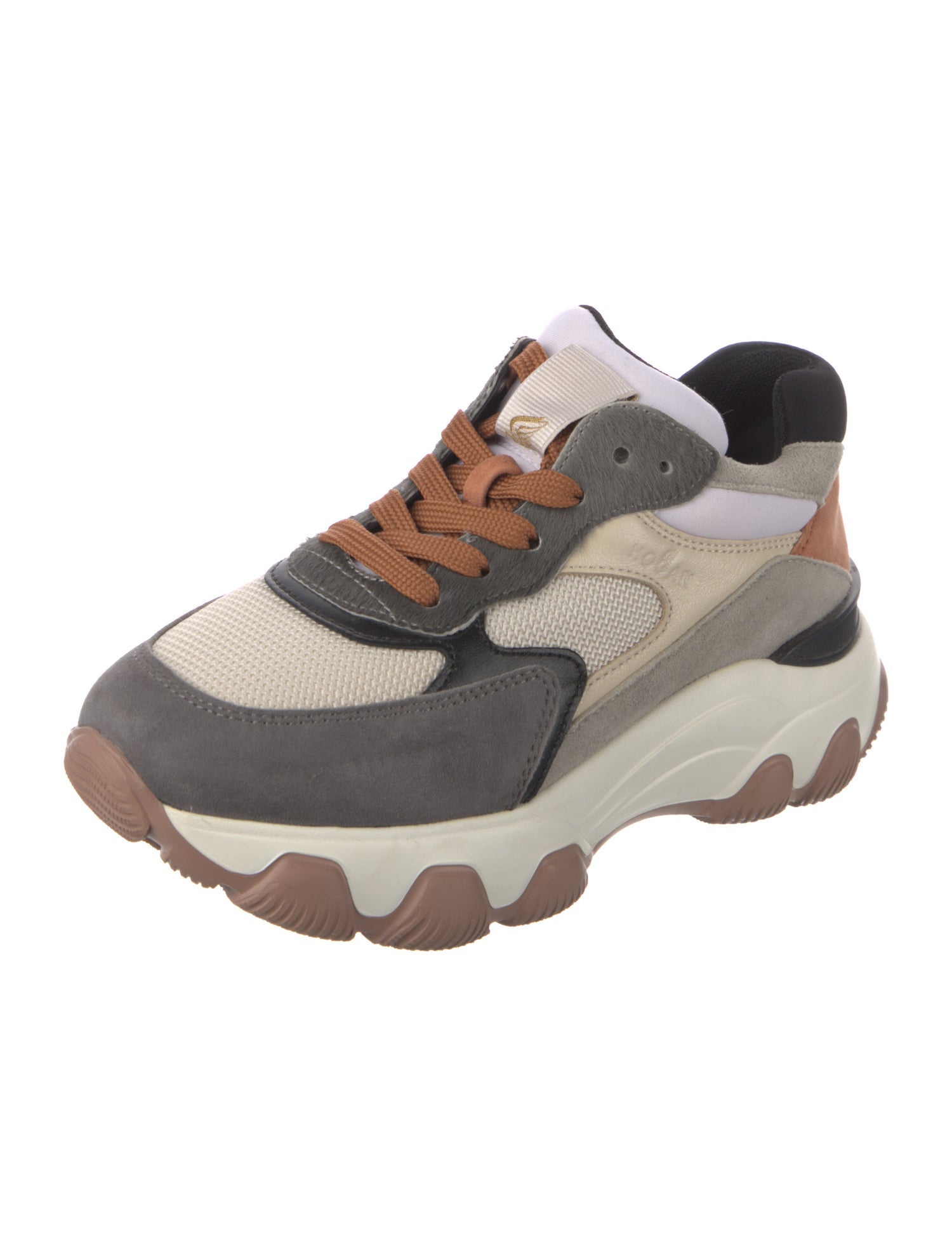 Hogan Suede Colorblock Pattern Chunky Sneakers