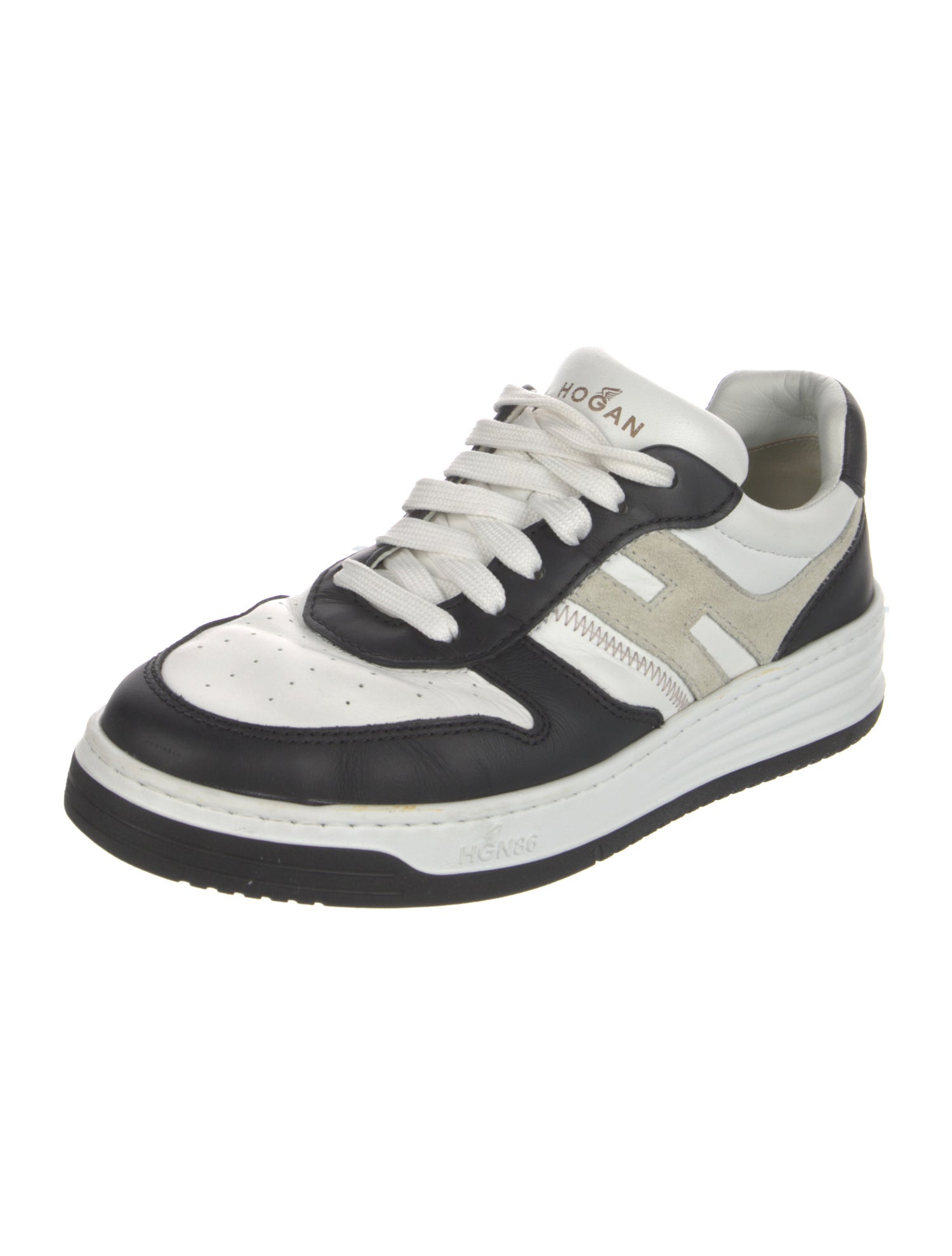 Hogan Leather Colorblock Pattern Sneakers