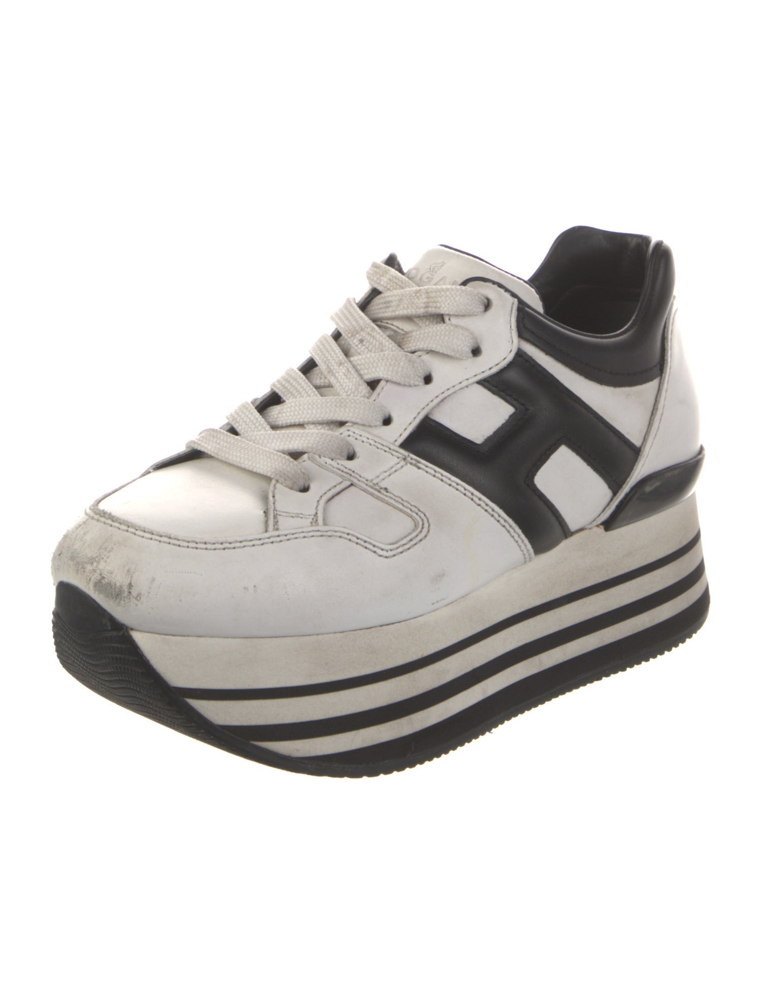 Hogan Leather Colorblock Pattern Sneakers