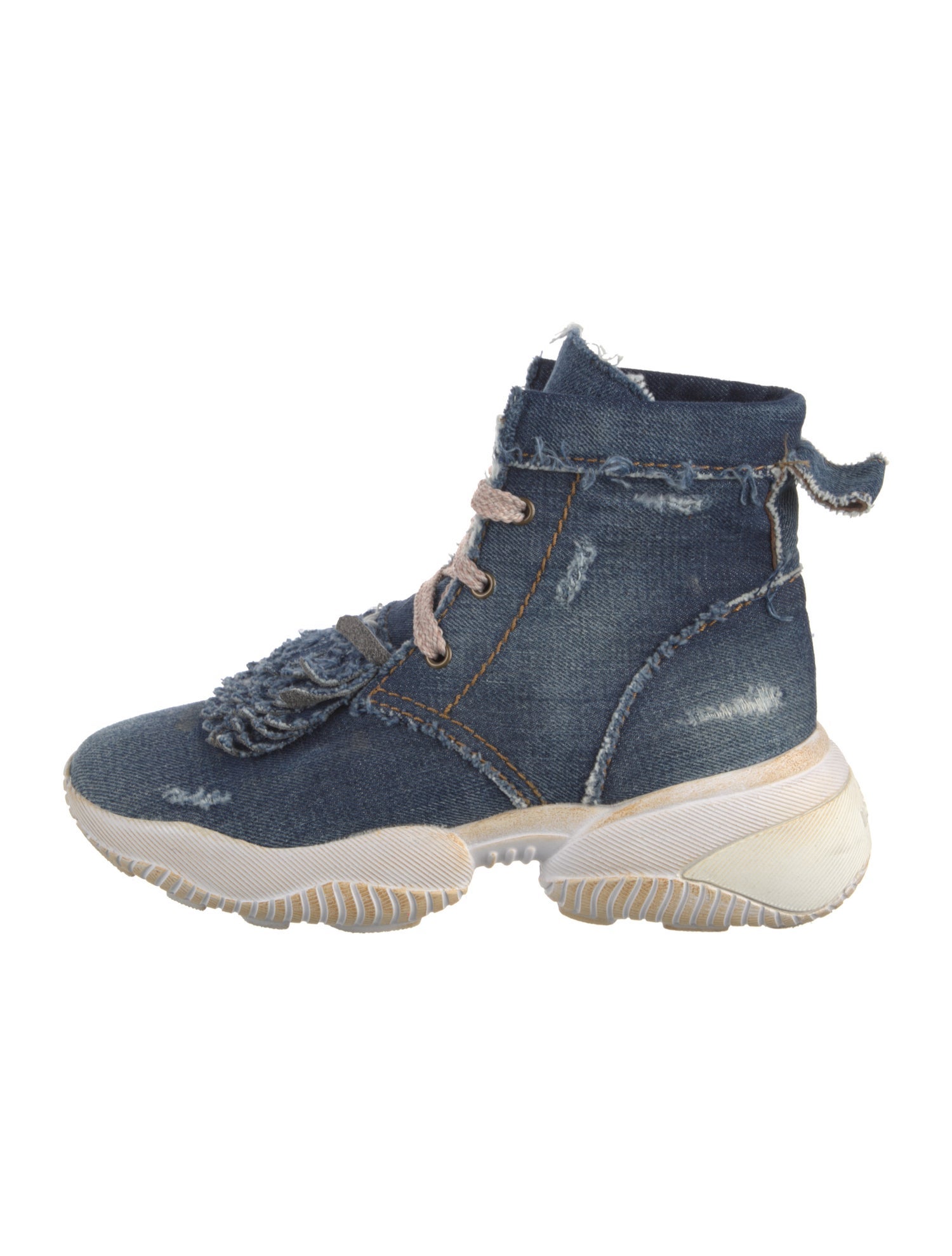 Hogan Denim Wedge Sneakers