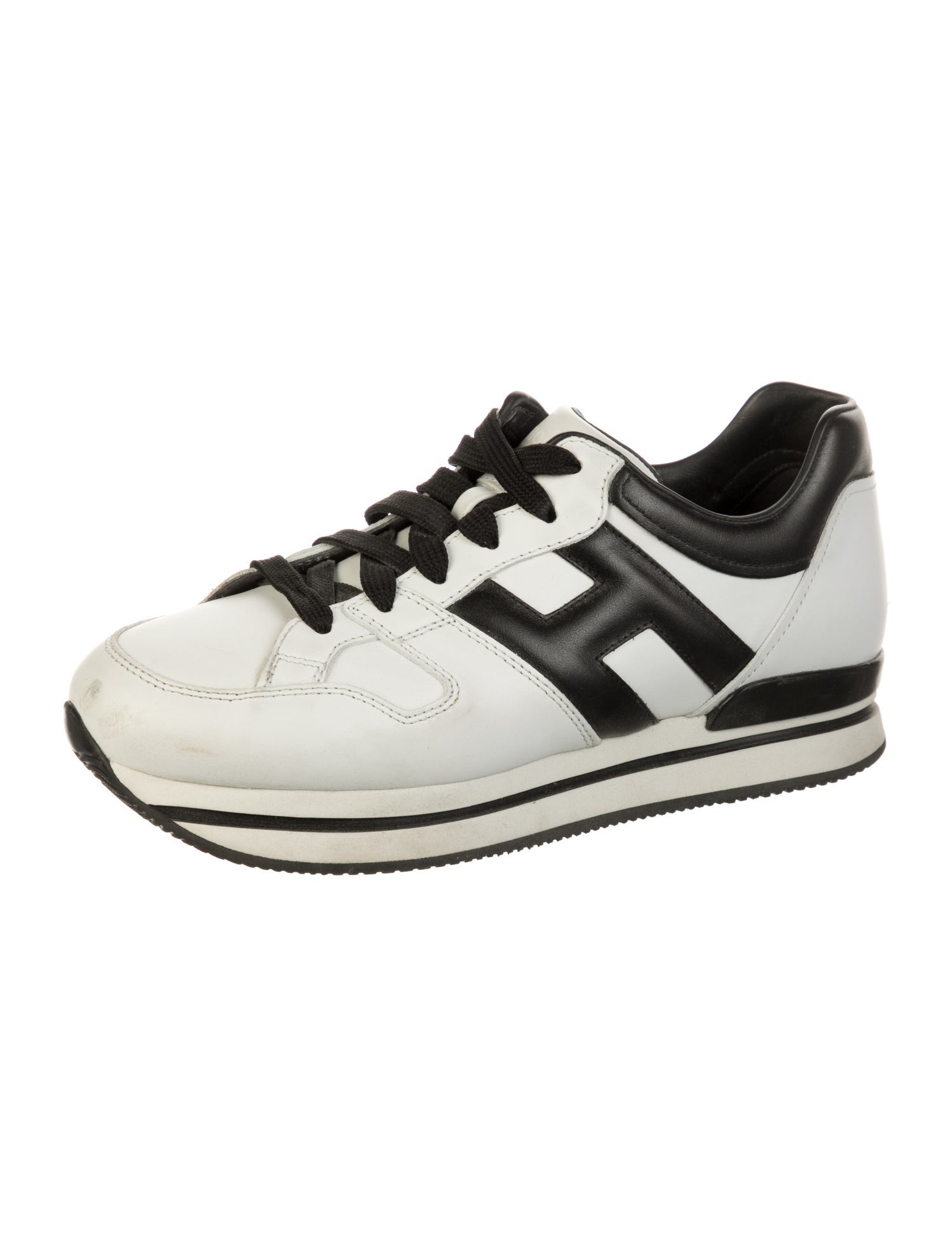 Hogan Leather Colorblock Pattern Athletic Sneakers