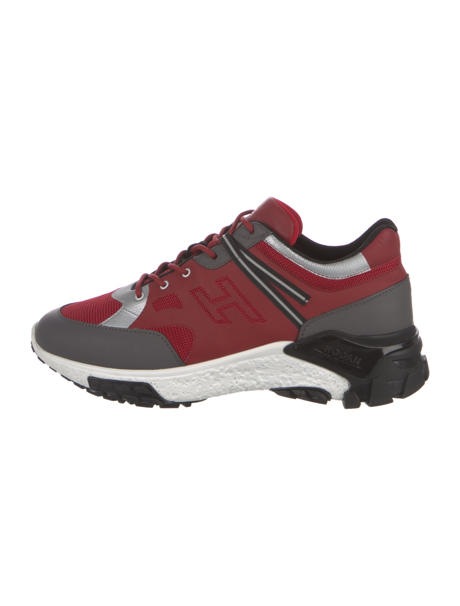 Hogan Leather Colorblock Pattern Athletic Sneakers