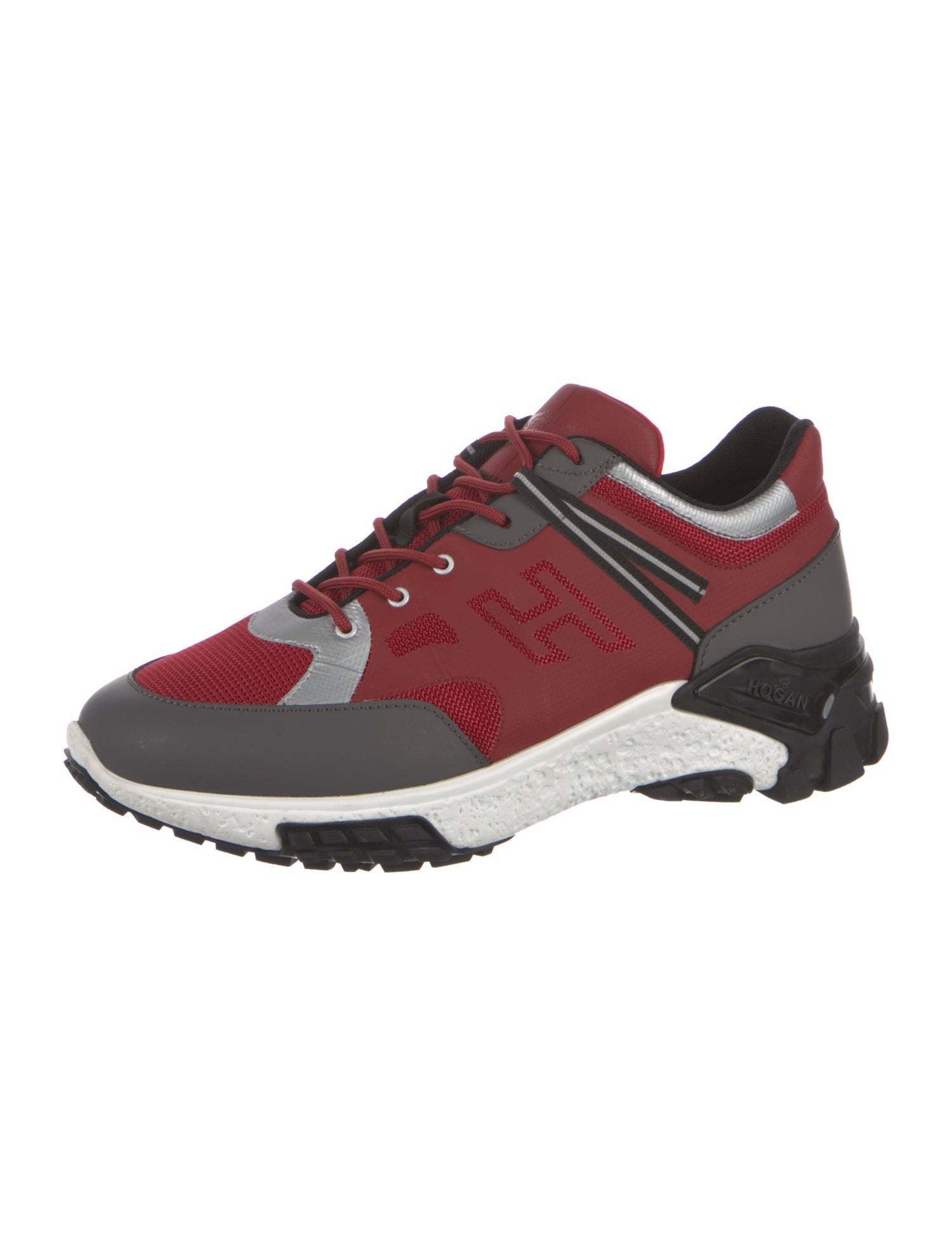 Hogan Leather Colorblock Pattern Athletic Sneakers