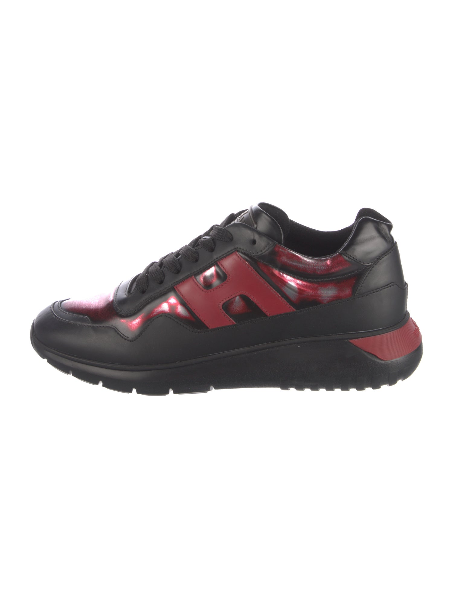 Hogan Leather Colorblock Pattern Athletic Sneakers