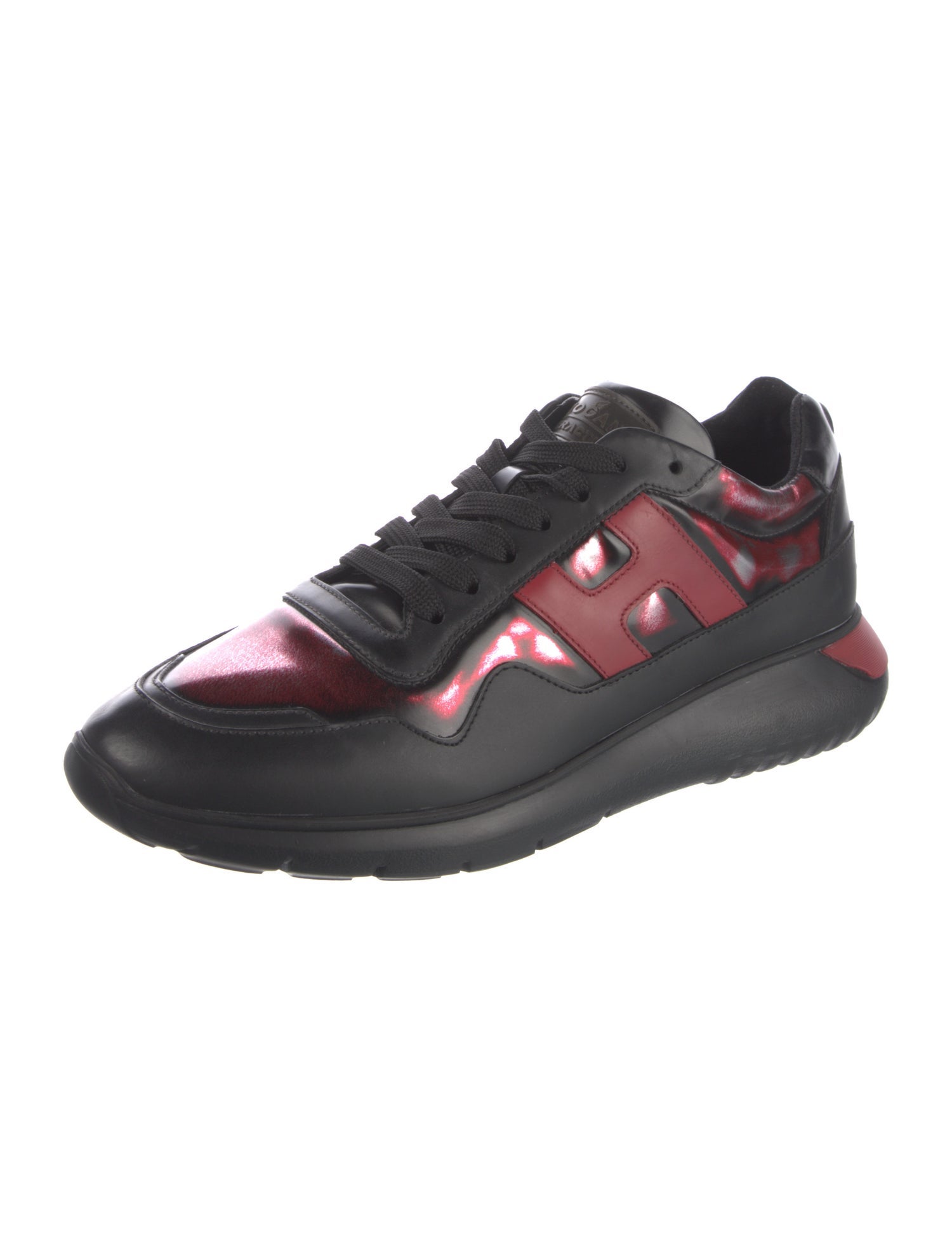 Hogan Leather Colorblock Pattern Athletic Sneakers