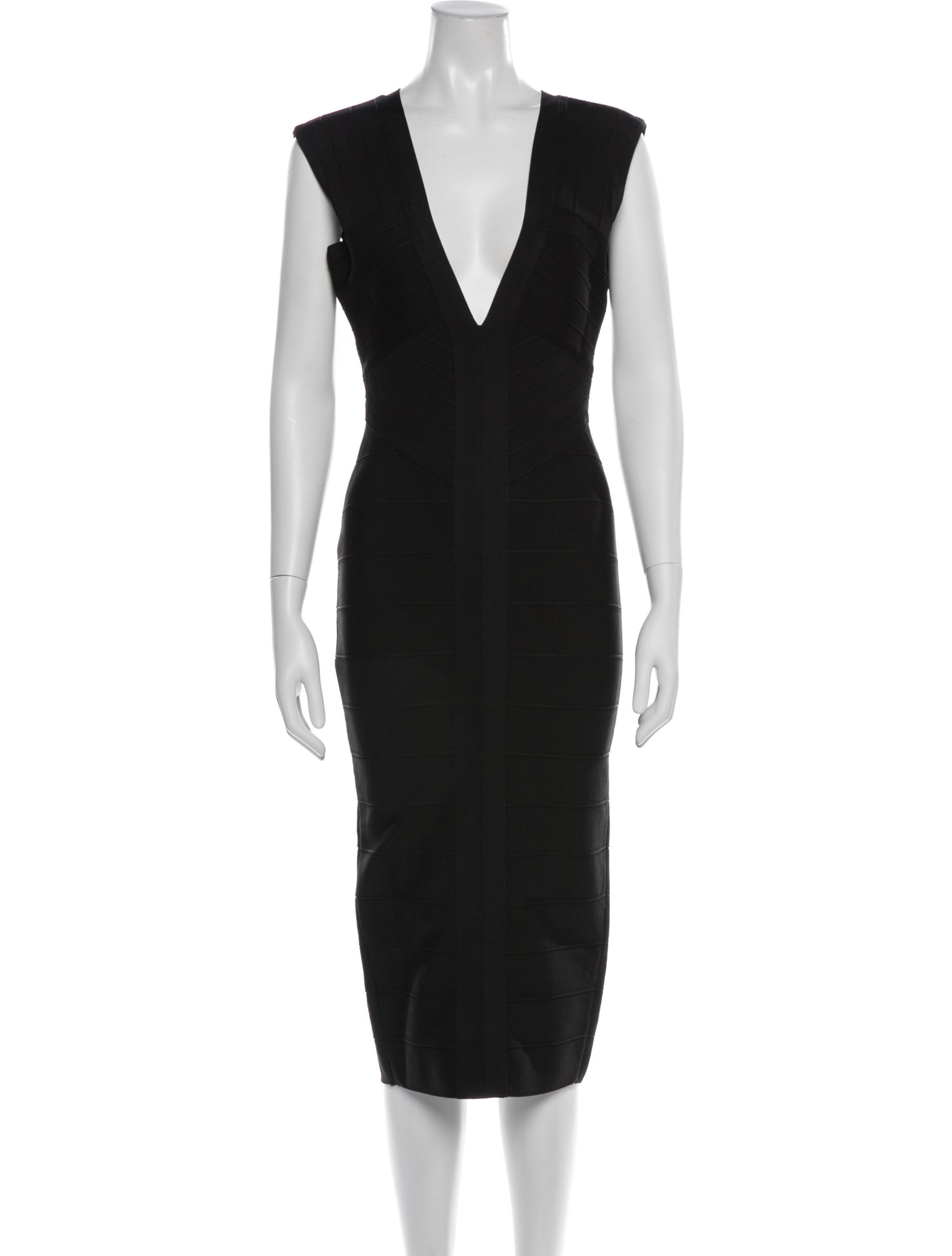 House of CB V-Neck Midi Length Dress - Black Dresses, Clothing - WHOCB20689  | The RealReal