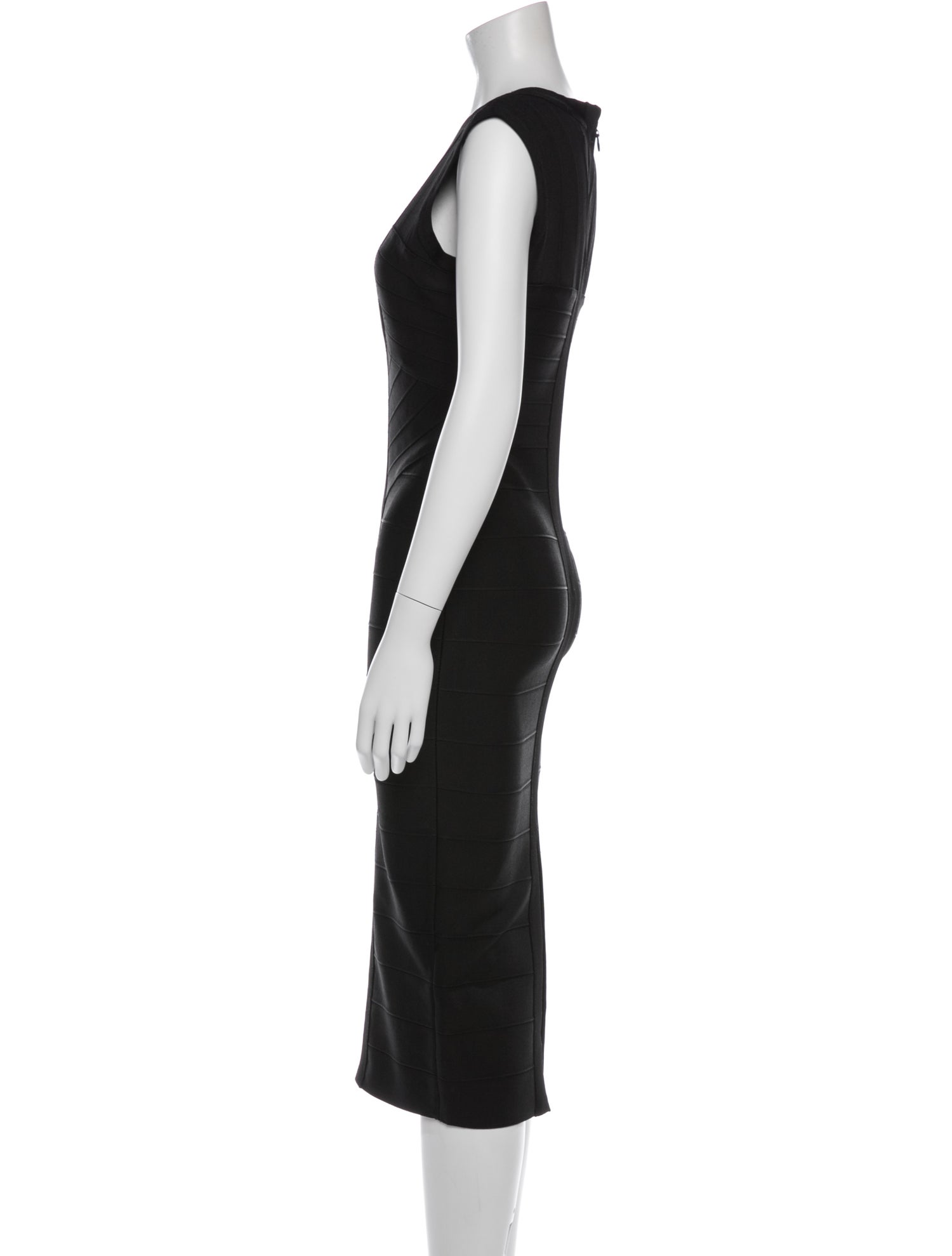 House of CB V-Neck Midi Length Dress - Black Dresses, Clothing - WHOCB20689  | The RealReal