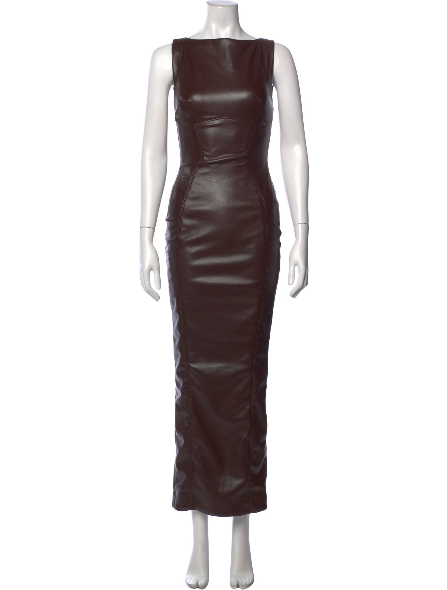 house of cb brown leather dress Clothing : Maxi Dresses : 'Sahara' Cocoa Vegan Leather Maxi Dress
