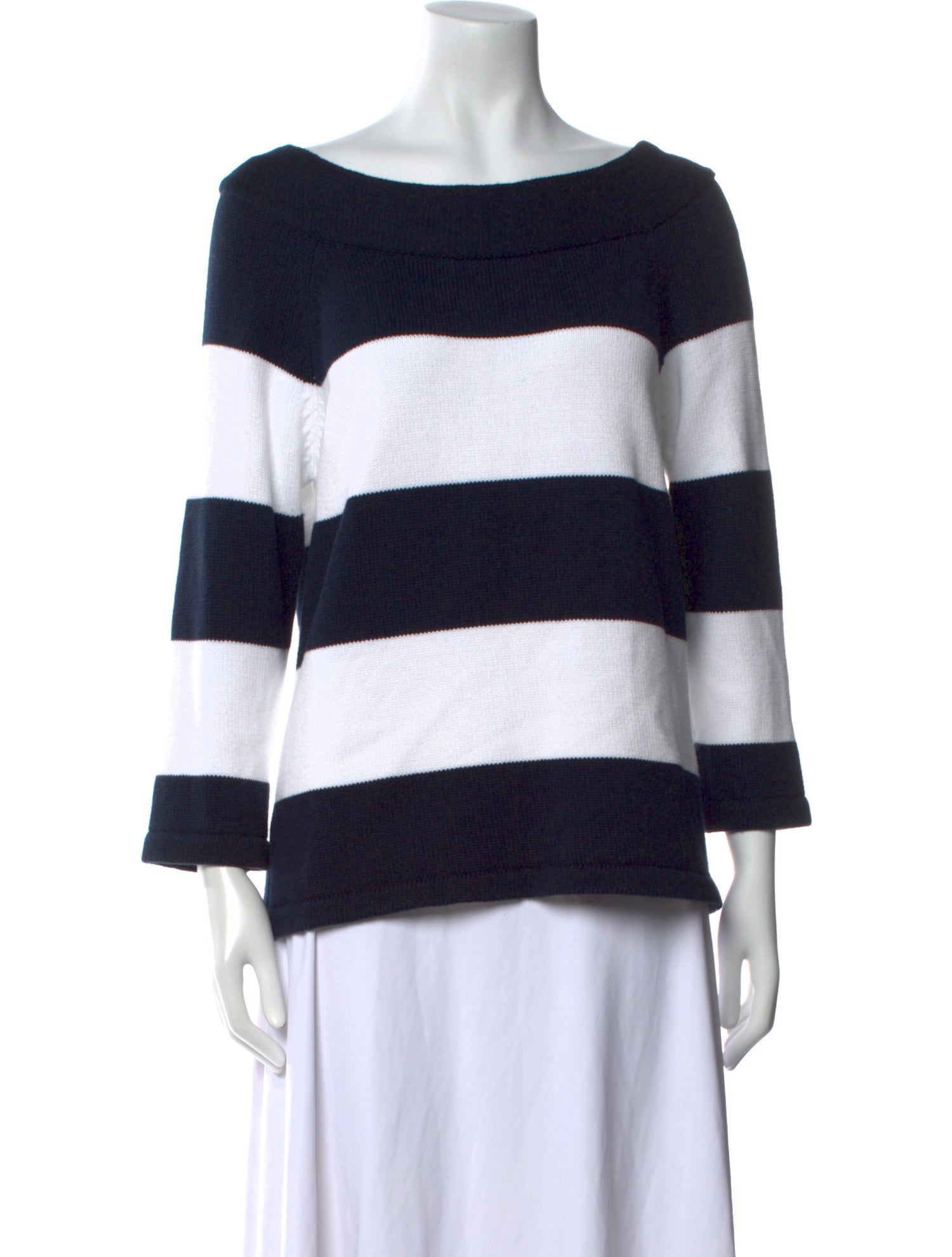 Holebrook Sweden Striped Bateau Neckline Sweater
