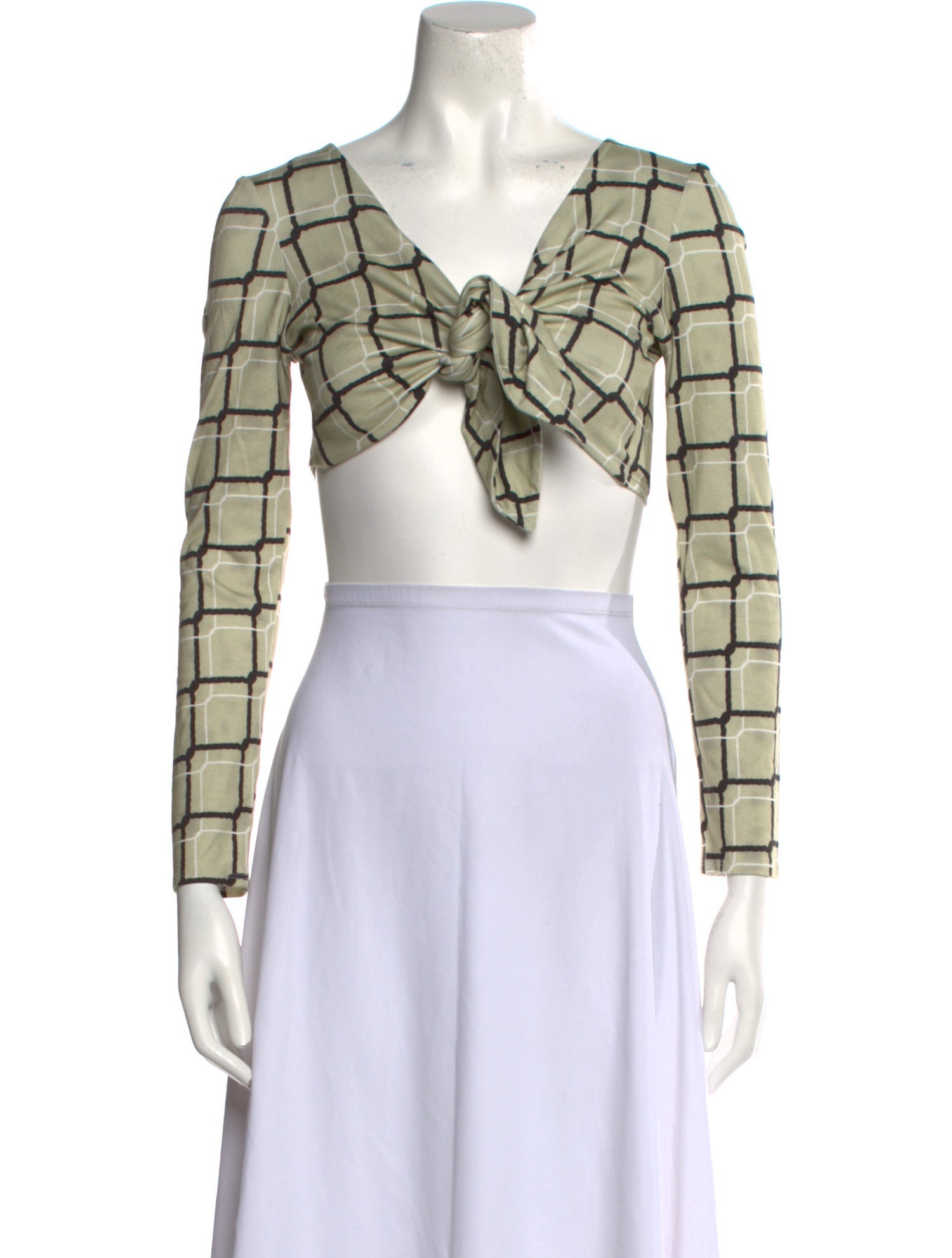 Helenamanzano Plaid Print V-Neck Crop Top w/ Tags